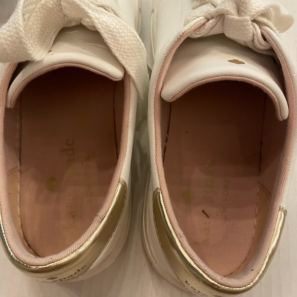 Kate Spade Women’s Nappa White Leather Sneakers Lace Up size 8.5 used in box - Picture 6 of 14